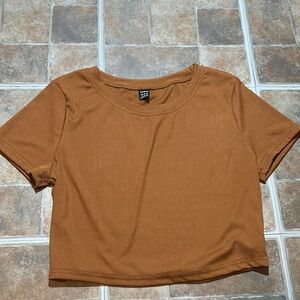 Ribbed Brown Crop Top